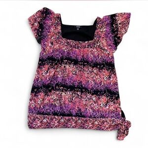 Apt. 9 Pink Purple and Black Floral Blouse